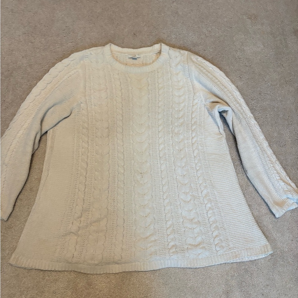 J. Jill Cream Cable Crewneck Sweater